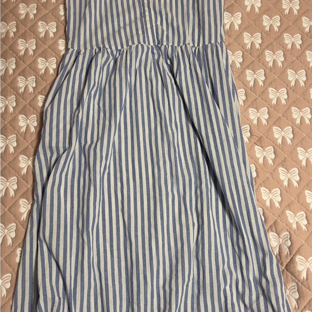 Zanzea Blue and White Striped Maxi Dress